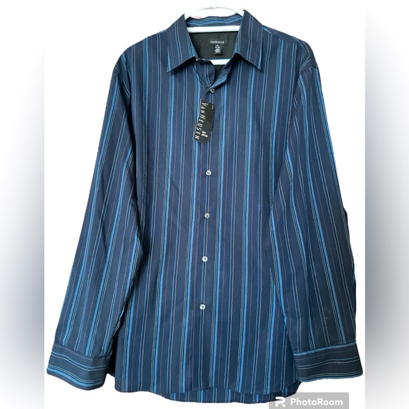 Van Heusen Blue Stripe Button Down Shirt size Large NWT - Picture 1 of 4